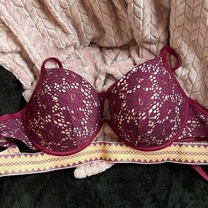 Maroon lace bikini top